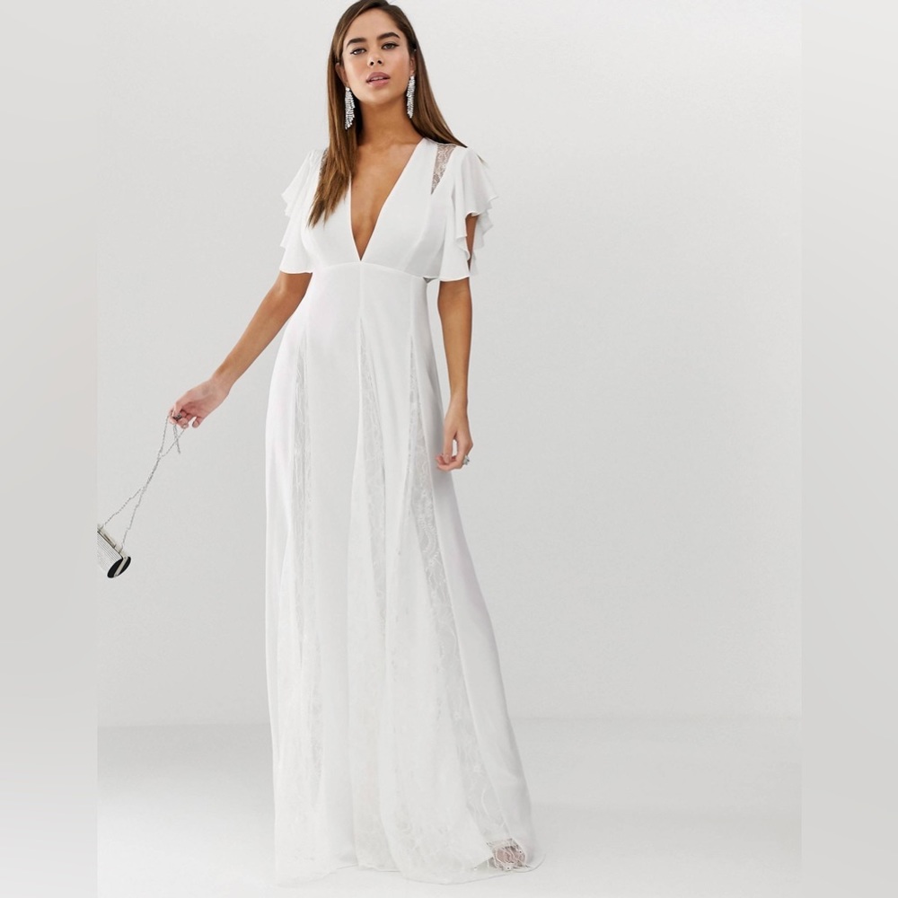 Asos white Maxi dress with lace panels